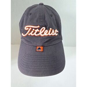 Titleist Tour Performance Golf Hat Dark Gray Orange Script Logo Adjustable O/S